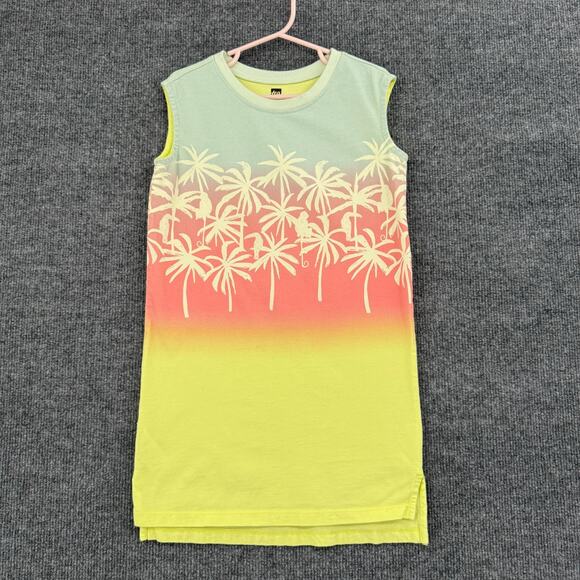 Tea Collection Sleeveless Jersey Knit Midi Dress Girls 5 Ombre Palm Tree Cotton - Picture 1 of 9